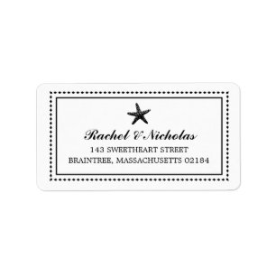 Graceful Starfish Black Mailing Address Label