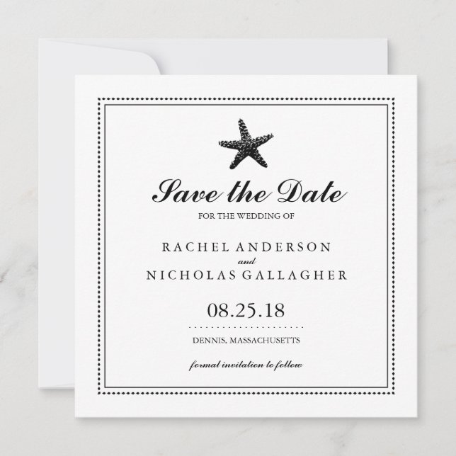 Graceful Starfish Black | Save the Date (Front)