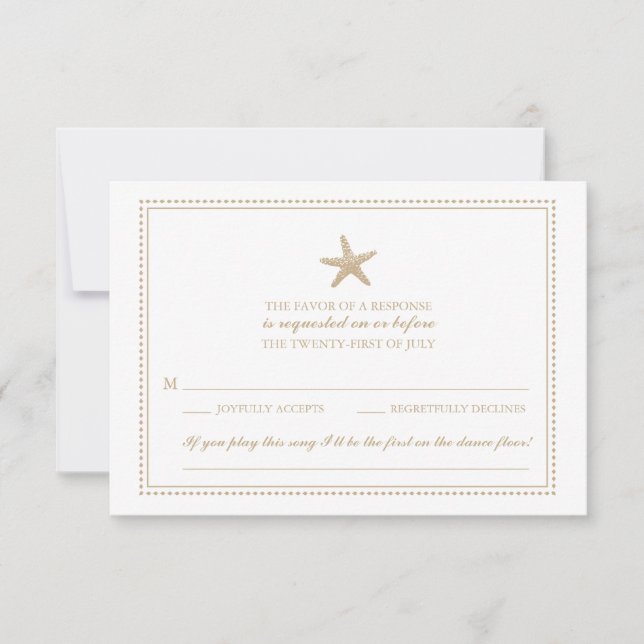 Graceful Starfish Golden Sand | Wedding RSVP Card (Front)