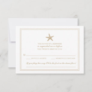 Graceful Starfish Golden Sand   Wedding RSVP Card