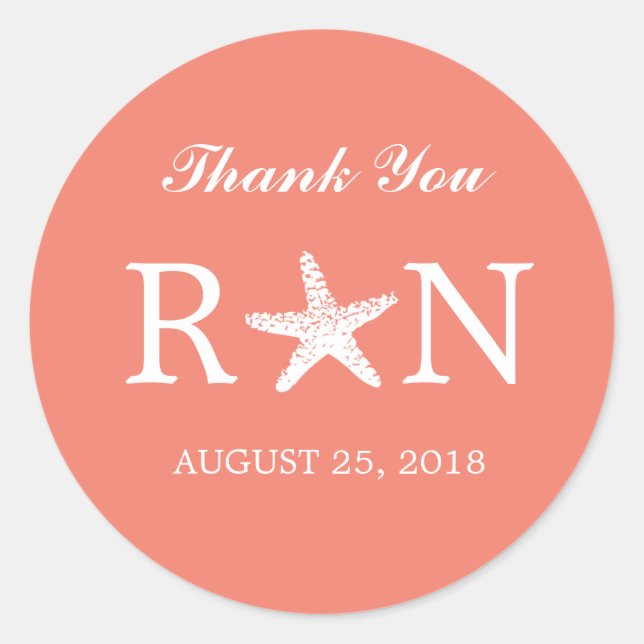 Graceful Starfish | Wedding Classic Round Sticker (Front)