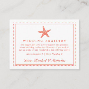 Graceful Starfish   Wedding Gift Registry Enclosure Card