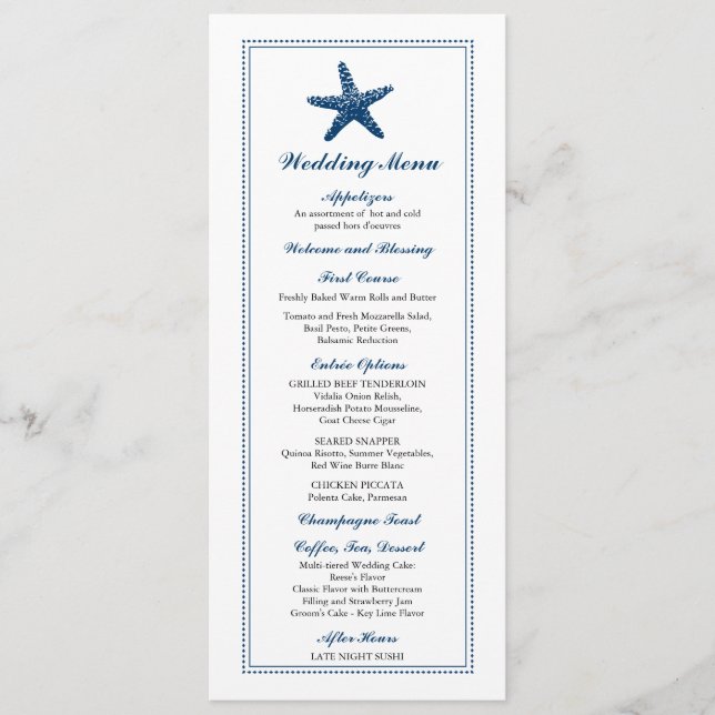 Graceful Starfish | Wedding Menu (Front)