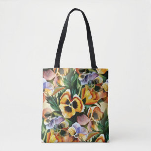 Graceful Stylish Gorgeous Vintage Pattern Pansies Tote Bag