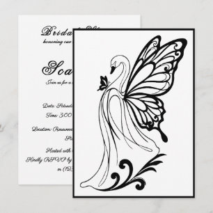 Graceful swan with butterfly wings invitation