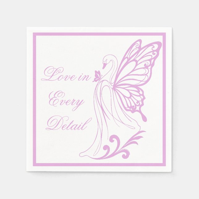 Graceful swan with butterfly wings napkin (Front)