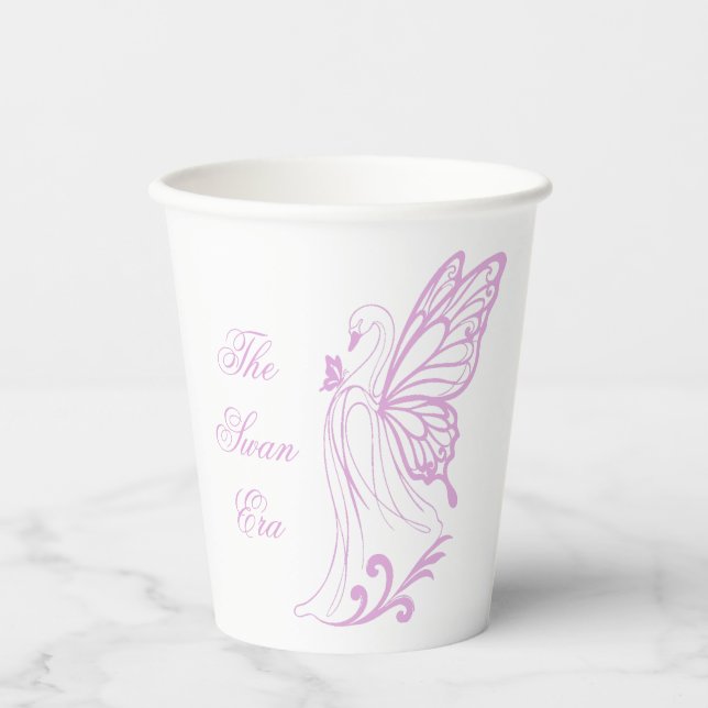 Graceful swan with butterfly wings paper cups (Front)