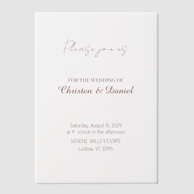 Graceful Translucent Wedding Invitation Cover (Front)