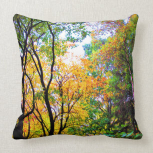 Graceful Trees Colourful Leaves Scenic Nature Cushion