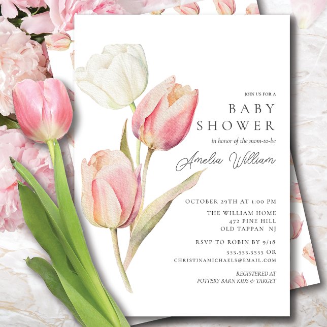Graceful Tulips Baby Shower Invitation (Creator Uploaded)