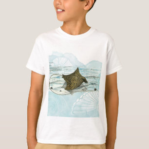 Graceful Underwater Hand-Painted Ornate Eagle Ray T-Shirt