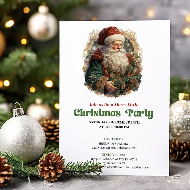 Graceful Victorian Santa Christmas party invite (Graceful Victorian Christmas angel party invite

)