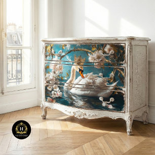 Graceful White Swan Blossom Branches Decoupage  Tissue Paper