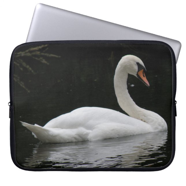 Graceful White Swan Laptop Sleeve (Front)
