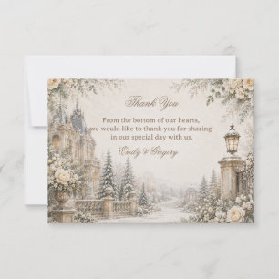 Graceful Winter Manor Garden Tranquillity Thank You Card
