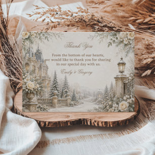Graceful Winter Manor Garden Tranquillity Thank You Card