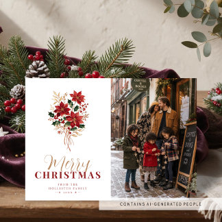 Graceful Winter Poinsettia Christmas Photo TLW26 Holiday Card