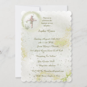 Graceful with Soft green baptism invitation