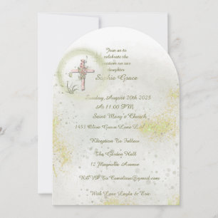 Graceful with Soft green baptism invitation