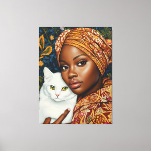 Graceful Woman with Cat Canvas Print
