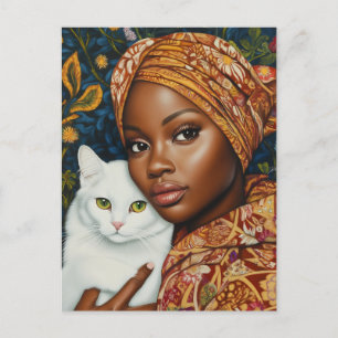 Graceful Woman with Cat Postcard