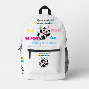 Gracefully Uncoordinated Cute Panda Printed Backpack