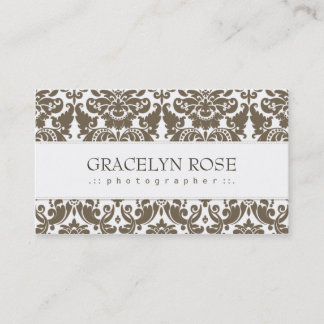 Gracelyn Brown Damask Chic Business Card