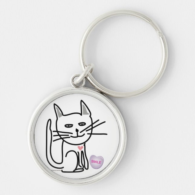 Graceys' Valentine Happy Cat Key Chain (Front)