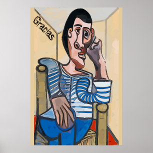 Gracias, Abstract Man on Cell Phone, edit text Poster