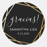 Gracias Black Gold Geometric Modern Favour