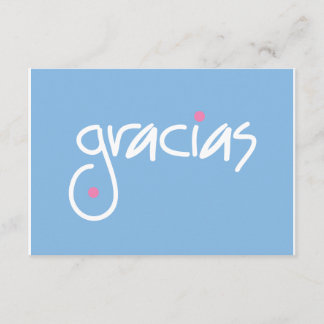 Gracias blue and white lettering gift enclosure card