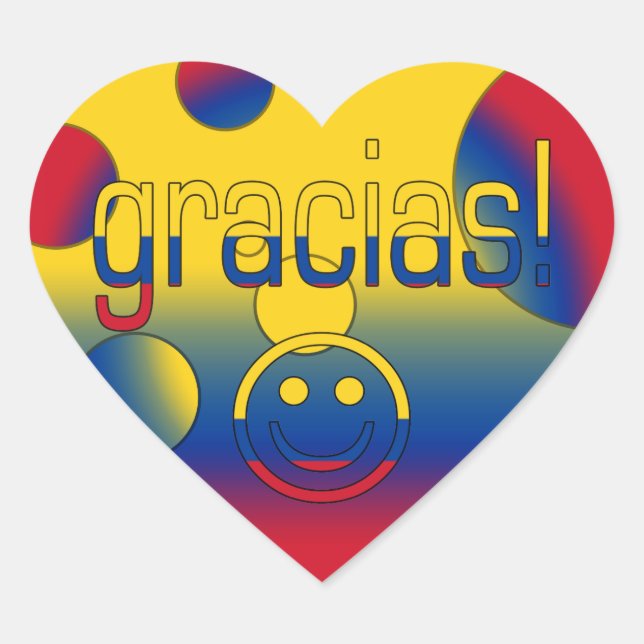 Gracias! Colombia Flag Colours Pop Art Heart Sticker (Front)