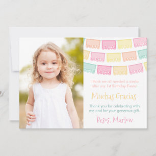 Gracias Colourful Mexican Fiesta Birthday Photo Thank You Card
