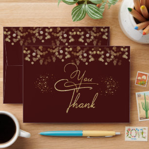 gracias con brillo y corazones al interior envelope