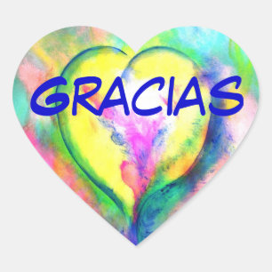 Gracias Corazon Etiqueta Engomada Heart Sticker