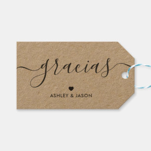 Gracias Gift Tag, Wedding Thank You Tags, Kraft Gift Tags