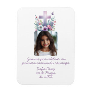 Gracias Mi Primera Comunión con Foto Flores Magnet