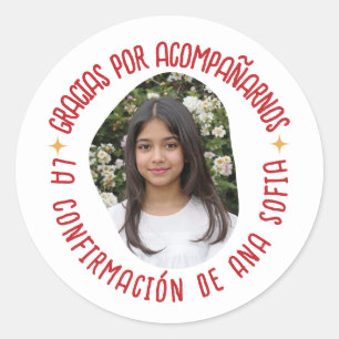 Gracias por acompañarnos confirmación con foto classic round sticker