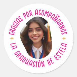 Gracias por acompañarnos graduación con foto classic round sticker
