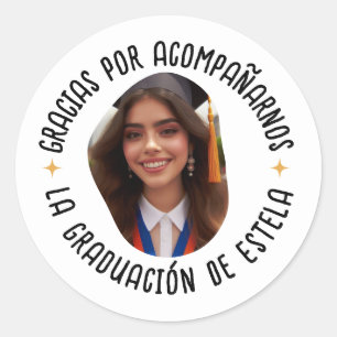 Gracias por acompañarnos graduación con foto classic round sticker