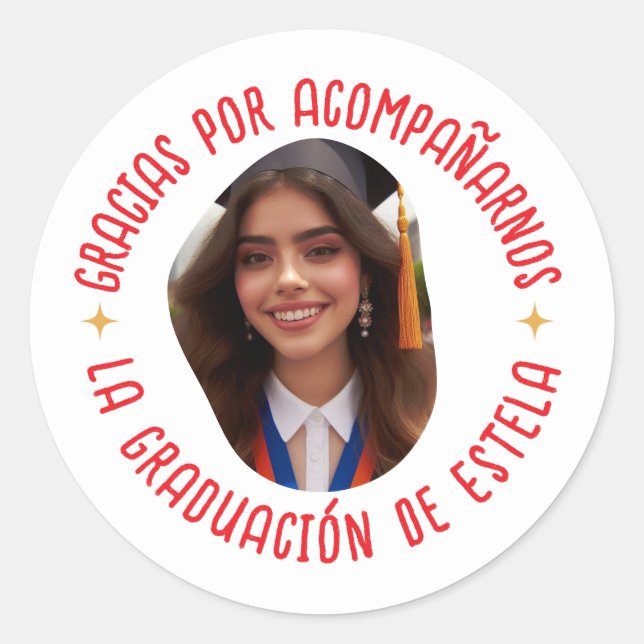 Gracias por acompañarnos graduación con foto classic round sticker (Front)