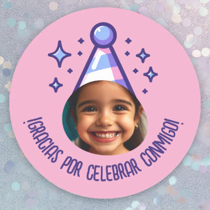 Gracias por Celebrar Conmigo Fiesta con Foto Classic Round Sticker