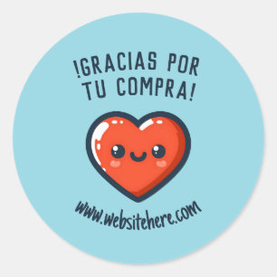 Gracias Por Tu Compra Corazón Kawaii Classic Round Sticker
