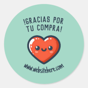 Gracias Por Tu Compra Corazón Kawaii Classic Round Sticker