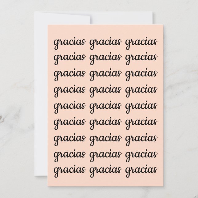 Gracias Spanish Retro Pink Black Script Thank You Card (Front)