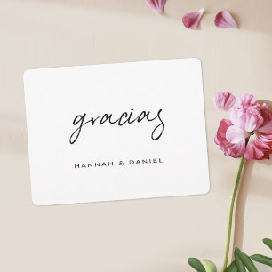 Gracias Spanish Simple Black Script Wedding Thank You Card