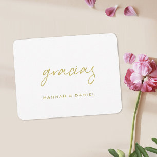 Gracias Spanish Simple Gold Script Wedding Thank You Card