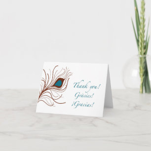 gracias thank you {peacock feather} card