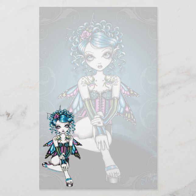 "Gracie" Gothic Couture Swallow Fairy Stationery (Front)