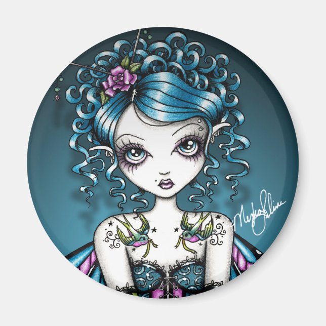 Gracie Gothic Couture Swallow Tattoo Fairy Magnet (Front)